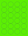 8-1/2 x 11" Neon Color High Light Fluorescent Labels for Laser & Inkjet Printer (Green Fluorescent, 1.66" Round - 24 Per Page | 2400 Labels)