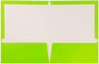 JAM PAPER Laminated Two Pocket Glossy School Folders - Letter Size - High Gloss Lime Green - 6/Pack
