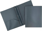JAM PAPER Plastic Color POP Folders - 2 Pocket Durable Folders with Metal Prongs Fastener Clasps - Grey - 6/Pack