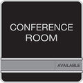 NapTags Conference Room Slider Signs (Black - Silver Frame, 6" x 6")