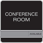 NapTags Conference Room Slider Signs (Black - Silver Frame, 6" x 6")