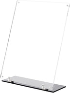 Rebehari 180° Adjustable Acrylic Sign Holder 8.5"x11", Magnetic Code Sign Menu Stand with Stable Base, Double-Sided Clear Table Paper Display Holder For Office, Store, Restaurant