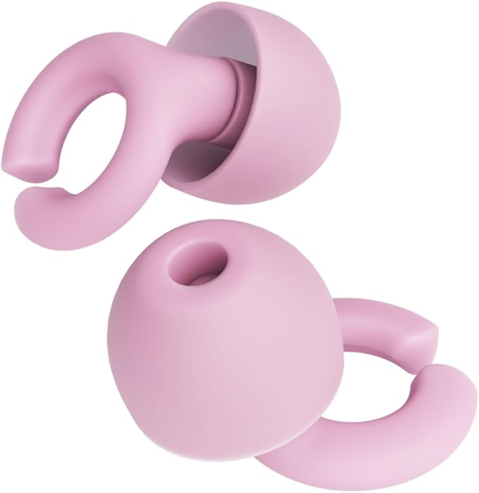 Hush Hoops Ear Plugs, Ultra-Soft Reusable Silicone Plugs with Horseshoe Shape for Comfort, Designed for Sleep and Sound Suppression, 17dB (NRR) Noise Reduction Rating, Pink, 1 Pair with Travel Case