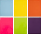 JAM PAPER Laminated Two Pocket Glossy School Folders - Letter Size - High Gloss Assorted Fashion Colors - 6/Pack