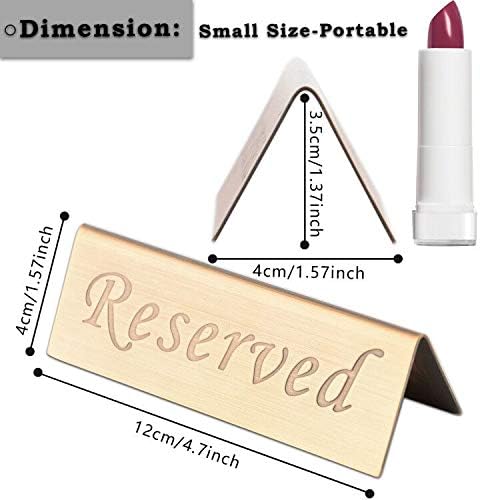 Reserved Sign - 10 Year's Use Stainless Steel Tabletop Sign Desk Top Stand Tent Signs for Restaurants,Weddings,Events -Double Sided - 4.7 by 1.6 Inch - Set Of 2 (Copper)