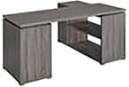 Pemberly Row L Shape Corner Storage Desk in Weathered Gray, Letter/Legal File, 5 Bookshelves