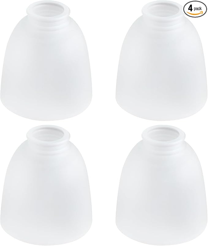 Eidonta 4 Pack White Frosted Glass Shade Replacements, Bell Shaped Glass Shade Covers for Ceiling Fan Light Fixture, 4.92"High, 4.72"Diameter, 1.65 "Fitter, High Transmittance Globe Lampshades