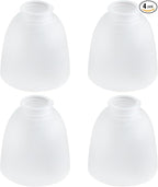 Eidonta 4 Pack White Frosted Glass Shade Replacements, Bell Shaped Glass Shade Covers for Ceiling Fan Light Fixture, 4.92"High, 4.72"Diameter, 1.65 "Fitter, High Transmittance Globe Lampshades