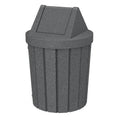 Sturdy Essentials 42 Gallon Round Slatted 100% Recycled Plastic Indoor or Outdoor Commercial Trash Can with Easy Access Swing Top Lid | Great for Schools and Businesses - Dark Granite