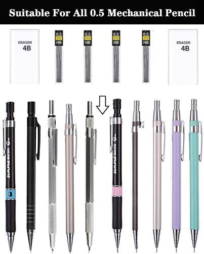 Lifreer 0.5 Lead Refills (1080 Pcs), Unbreakable 0.5 mm Lead Refills and 2 Premium Erasers, Long Lasting HB Pencil Lead 0.5 Refill,Mechanical Pencil Lead 0.5mm for Students & Professionals
