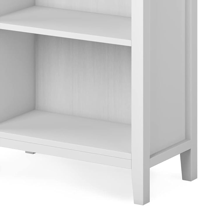 SIMPLIHOME Artisan Bookcase - 72 inch Tall 5-Shelf Solid Wood Bookshelf in White, Contemporary Storage for Living Room, Study Room or Office with Adjustable Shelves and Decorative Side Panels