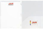 JAM PAPER Plastic 2 Pocket POP Folders - Durable School Folders with Metal Prongs Fastener Clasps - Clear - Bulk 48/Pack