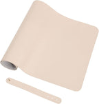 Wolaile Desk Blotter Pad,36x17 inch PU Leather Computer Mouse Mat,Non-Slip Waterproof Writing Desktop Protector for Office Home,Large,Beige White