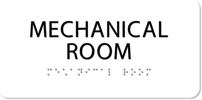 ALPHA DOG ADA SIGNS - Mechanical Room Sign with Braille for Your Business, 4x8 Inch, ADA Compliant, Indoor or Outdoor, Easy Installation, Made in the USA, White