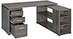 Pemberly Row L Shape Corner Storage Desk in Weathered Gray, Letter/Legal File, 5 Bookshelves