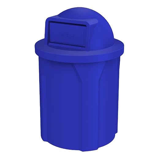 Sturdy Essentials Campus Collection 42 Gallon Round 100% Recycled Plastic Heavy-Duty Commercial Indoor or Outdoor Trash Can with Push Lid and Internal Liner | Great for Schools and Businesses - Blue