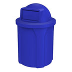Sturdy Essentials Campus Collection 42 Gallon Round 100% Recycled Plastic Heavy-Duty Commercial Indoor or Outdoor Trash Can with Push Lid and Internal Liner | Great for Schools and Businesses - Blue