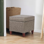 Asense Square Storage Ottoman Faux Leather Upholstered Footrest Footstool with Wooden Legs, Grey