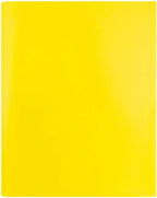 JAM PAPER Plastic Color POP Folders - 2 Pocket Durable Folders with Metal Prongs Fastener Clasps - Yellow - 6/Pack