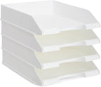 Stockroom Plus Rectangular Letter Trays - Paper Trays for Classroom - Desktop Paper Organizer & File Holder - Document Organizer for Desk Storage - Pack of 4, White, 10 x 13.5 x 2.5 in