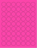 Pack of 50 Sheets, 8-1/2 x 11" Fluorescent Labels for Laser & Inkjet Printer (Pink Fluorescent, 1" Round - 63 per Page, 3150 Labels)