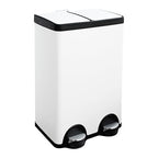 JM ·YIPENG Kitchen Trash Can, 2 x 8 Gallon (2 x 30 L) Recycling Bin with Lid, Double Trash Cans, Soft-Close Foot Pedal, 2 Compartments Garbage Cans for Kitchen, Dual Trash Can, White