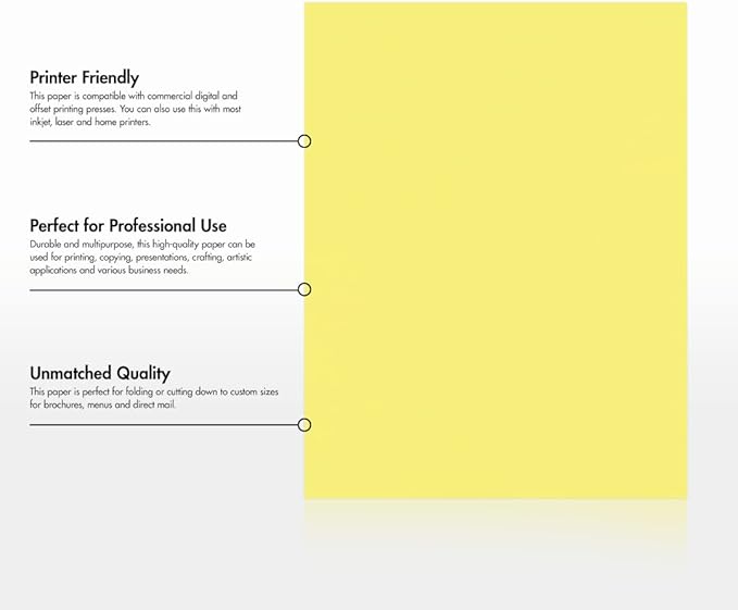 LUXPaper 8.5" x 11" Paper | Letter Size | Pastel Canary Yellow | 60lb. Text | 500 Qty