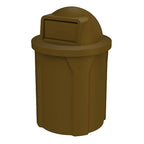 Campus Collection 42 Gallon Round 100% Recycled Plastic Heavy-Duty Commercial Outdoor and Indoor Trash Can with Push Open Dome Lid and Internal Liner | Great for Schools and Businesses - Brown
