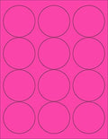 8-1/2 x 11" Neon Color High Light Fluorescent Labels for Laser & Inkjet Printer (Pink Fluorescent, 2.5" Round - 12 Per Page | 1200 Labels)