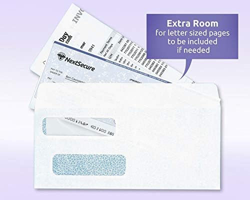 NextDayLabels #9 Double Window Check Envelopes - 500 Pack Ready-Seal Security Tinted Envelopes for QuickBooks, Sage 100, Blackbaud Checks - Self-Sealing Laser-Compatible - Made in USA