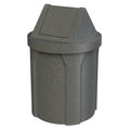 Sturdy Essentials 42 Gallon Round 100% Recycled Plastic Indoor or Outdoor Commercial Trash Can with Easy Access Swing Top Lid | Industrial Strength | Great for Schools and Businesses - Dark Granite