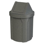 Sturdy Essentials 42 Gallon Round 100% Recycled Plastic Indoor or Outdoor Commercial Trash Can with Easy Access Swing Top Lid | Industrial Strength | Great for Schools and Businesses - Dark Granite