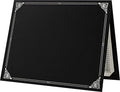 LUXPaper 9.5" x 12" Certificate Holders | Black Linen | Embossed Silver Foil Floral Border | 100lb. Cover | 250 Qty