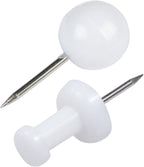 JAM PAPER Colorful Push Pins - Flat & Round Head Thumb Tack Combo Set - White Pushpins - 200/Pack