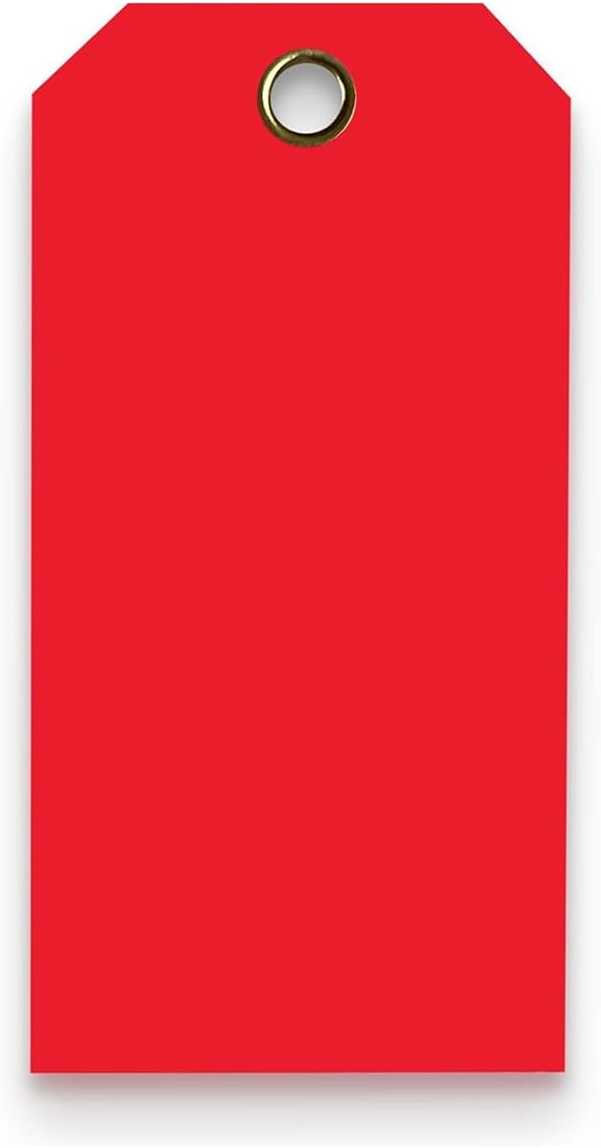 Tags 4 Less 15 Mil Waterproof Plastic Tags, Pack of 100 – 4” x 8” Heavy Duty Plastic Tags for Labeling, Outdoor Tagging, Equipment Labeling, Luggage, Valves & More (Red)
