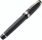 xixixiaozhu Metal Big Fountain Pen Set Medium Nib 0.7mm, Includes Ink Refill Converter, 5 Ink Cartridges & Gift Box (Medium Nib 0.7mm, Matte Black with Silvery Clip)