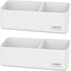 loukin Magnetic and Adhesive Marker Holder, Dry Erase Accessory Tray, Magnetic Storage Organizer for Whiteboard, Glass or Refrigerators 2 Pack(White)