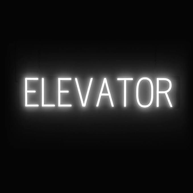 SpellBrite ELEVATOR Sign | Directional Sign with Neon Look, White LED Light Source | 31.1" x 6.3"