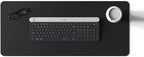 POUT TekDec Mat – Vegan Leather Desk Pad (31.5×13.4in / 80×34cm), Water-Resistant Surface, Anti-Slip Base, Scratch & Heat Protection, Multi-Functional Writing & Mouse Pad – Danish Black