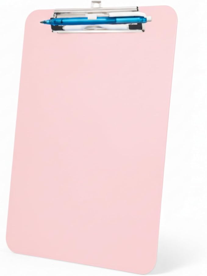 TFDLCG zm Pink Plastic Clipboard,Nursing Clipboard,Standard Letter A4 Size,Heavy Duty Clip Boards 8.5x11,Cute Clipboards with Pen Holder for Women Kids Students,School Office Home Work