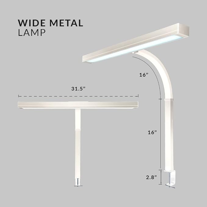 Neatfi 3000 Lumens Flex LED Desk Lamp with Clamp, Dimmable, 5 Adjustable Brightness Levels & 5 Light Modes, Memory Function, Eye-Caring & Flexible Lamp for Home & Office (31.5 Inches, White)