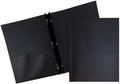 JAM PAPER Plastic Color Pop Folders - 2 Pocket Durable Folders with Metal Prongs Fastener Clasps - Black - 3/Pack