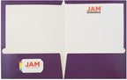 JAM PAPER Laminated Two Pocket Glossy Folders - Purple - 3/Pack