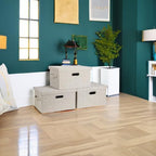 Graciadeco Medium 15" 21 Quart Collapsible Stackable Storage Bins with Lids, 3 Packs Beige Foldable Fabric Closet Boxes Heavy-duty Linen Cube Baskets Container for Bedroom Office (15 x 11 x 8)