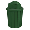 Sturdy Essentials Campus Collection 42 Gallon Slatted Round Heavy-Duty Commercial Outdoor and Indoor Trash Can with Push Open Dome Lid and Internal Liner | Great for Schools and Businesses - Green