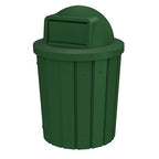 Sturdy Essentials Campus Collection 42 Gallon Slatted Round Heavy-Duty Commercial Outdoor and Indoor Trash Can with Push Open Dome Lid and Internal Liner | Great for Schools and Businesses - Green