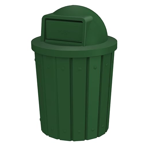 Sturdy Essentials Campus Collection 42 Gallon Slatted Round Heavy-Duty Commercial Outdoor and Indoor Trash Can with Push Open Dome Lid and Internal Liner | Great for Schools and Businesses - Green