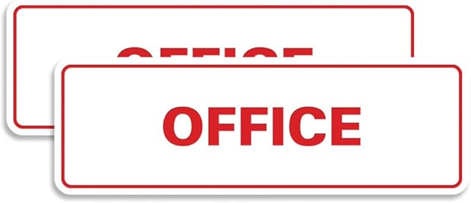 Signs ByLITA Standard Office Sign - Professional Business Signage - Easy to Install (White/Red) - Medium 2 Pack