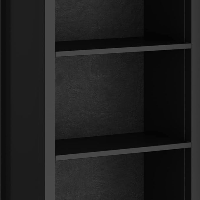 SIMPLIHOME Artisan Bookcase - 72 inch Tall 5-Shelf Solid Wood Bookshelf in Black, Contemporary Storage for Living Room, Study Room or Office with Adjustable Shelves and Decorative Side Panels
