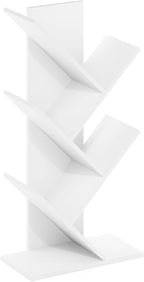 Furinno Tree Book Shelf, 5-Tier Bookshelf, Tree Bookcase for Room Decor, 8.4 x 15.7 x 30.3, for Living Room, Bedroom, Home Office, White